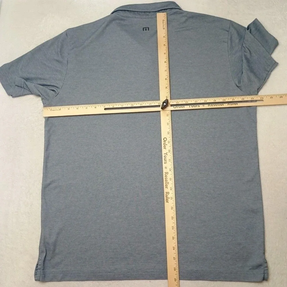 Travis Mathew Polo Shirt Mens XL Blue Palm Tree One to Remember Golf Performance
